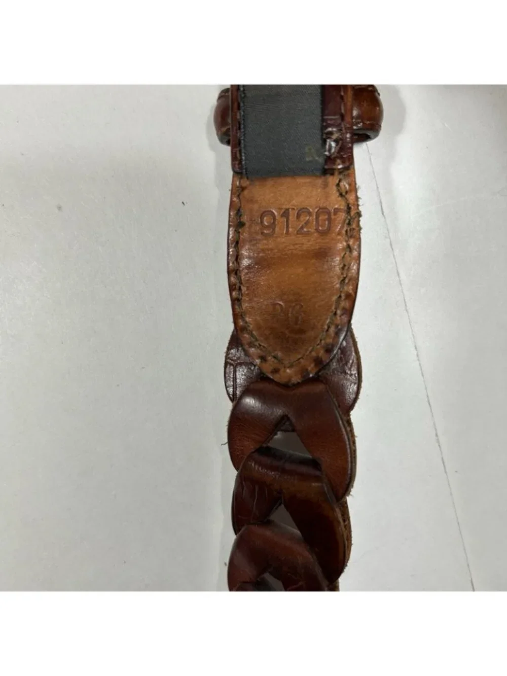 Vintage 1990’s Brighton Brown Braided Leather Belt 9120 Brass Buckle Women Sz 36